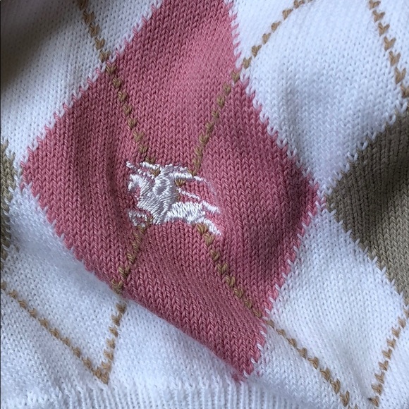 Burberry Pink and White Argyle Wrap Sweater - Picture 15 of 16